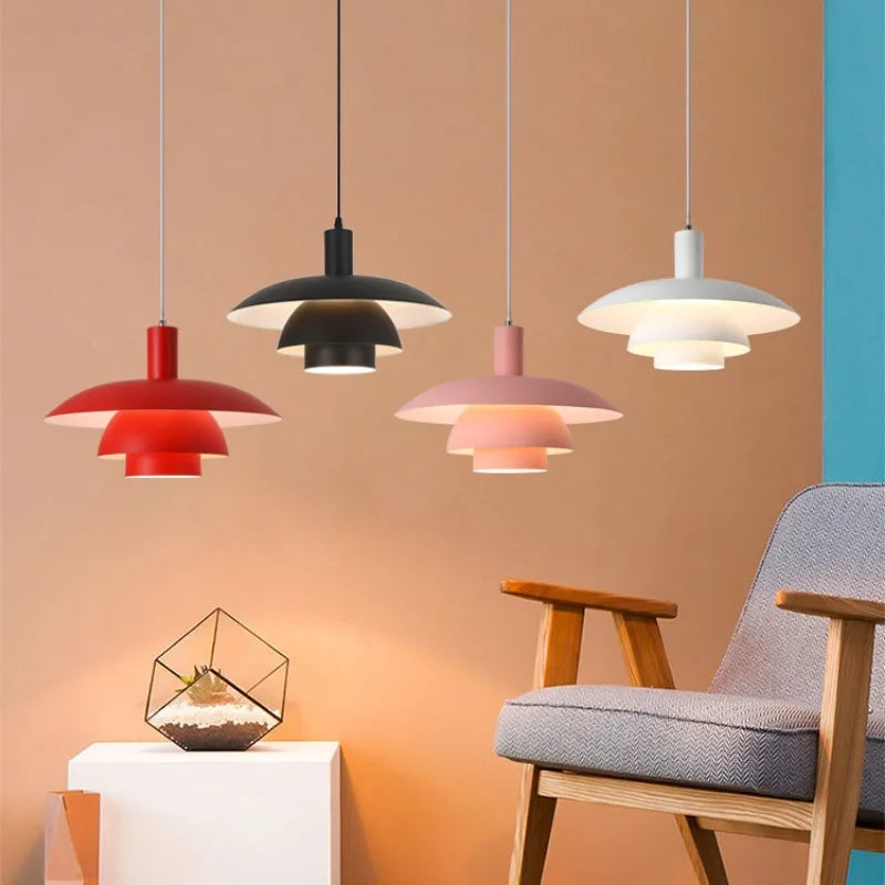 Danish Design E27 Pendant Light Modern Led Hanging Lamp Dining Table Chandelier Colorful Droplight Bedroom Beside Lamps Kitchen Sunrise-bz Lights