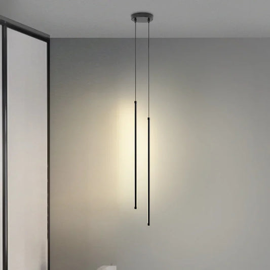 Modern straight LED Chandelier hanging light fixtures for dining room Black island Pendant Lights bedroom Background Lamp Sunrise-bz Lights