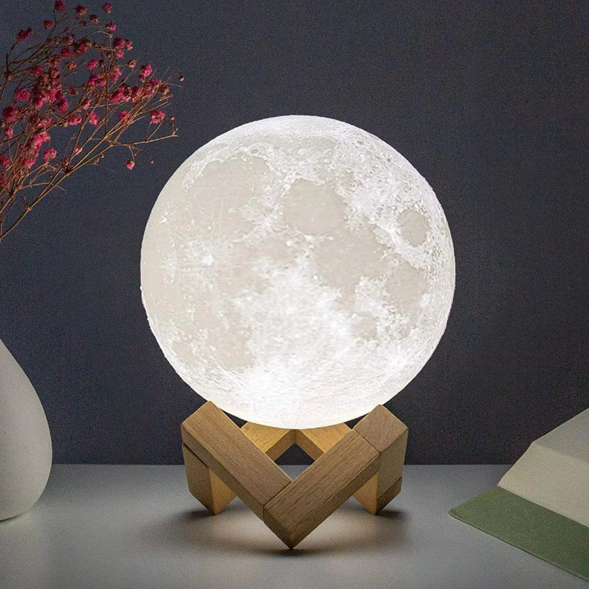 8cm Moon Lamp LED Night Light Battery Powered With Stand Starry Lamp Bedroom Decor Night Lights Kids Gift Moon Lamp Sunrise-bz Lights